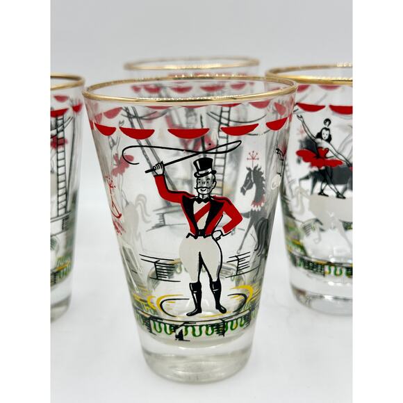 Vintage Libbey Circus Glasses Set – 1950s Original Box, Hostess Barware, 10oz - Picture 7 of 9